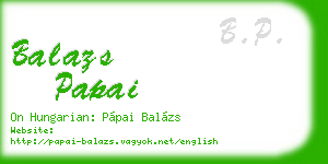 balazs papai business card